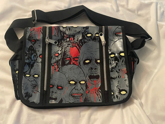 Zombie Grey Glow Eyes Messenger Bag